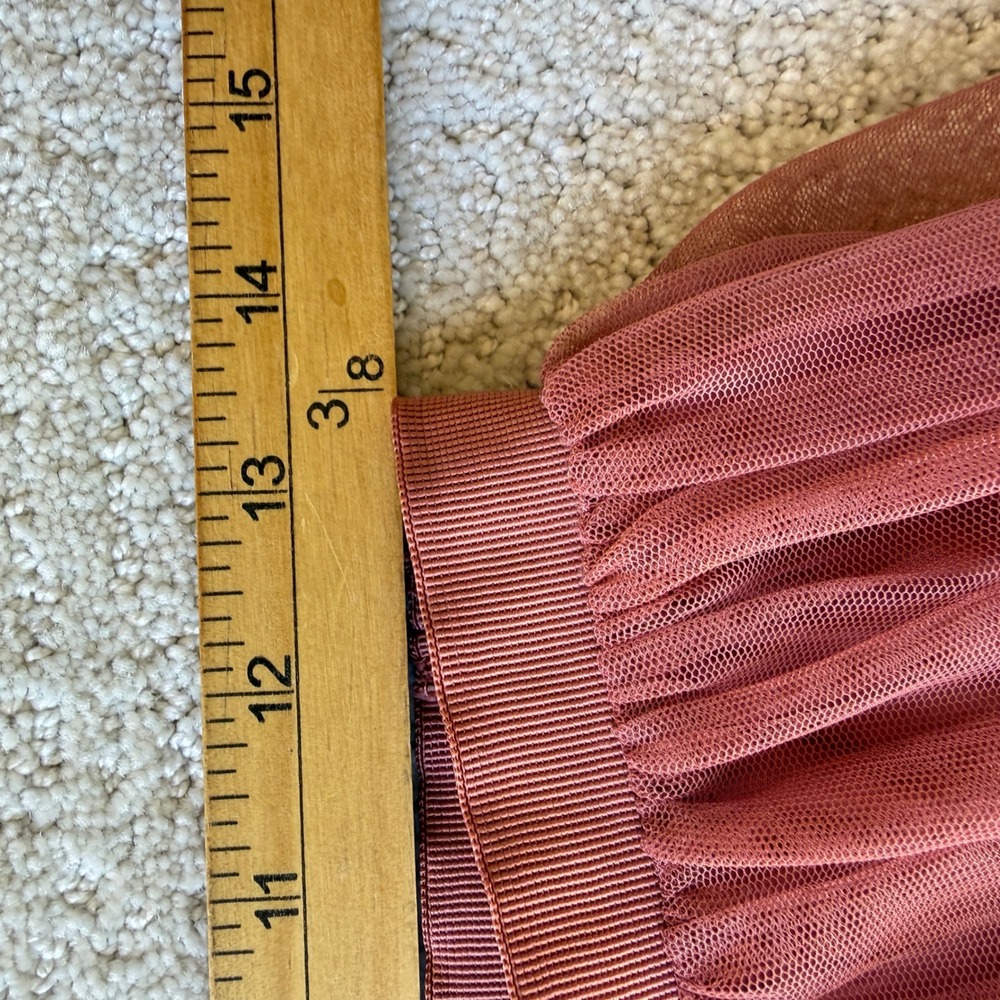 Anthropologie Felicity Tulle Midi Skirt Womens Size S Dusty Rose Ruffle Mesh - Picture 8 of 12